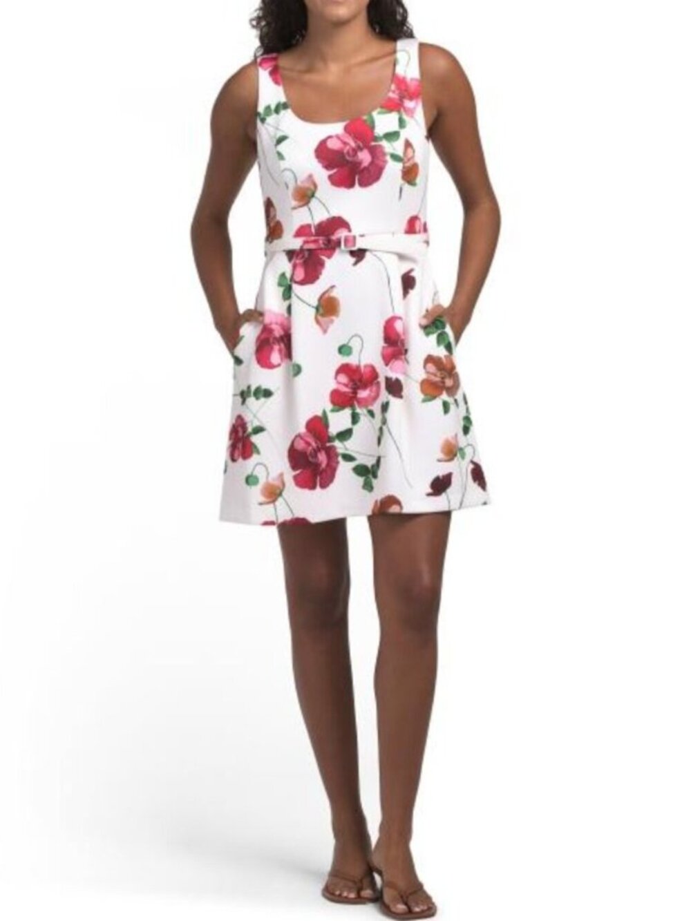 BCBG Belted Floral Mini Dress
